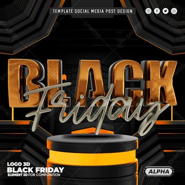 Template social media black friday podium luminoso selo psd editavel