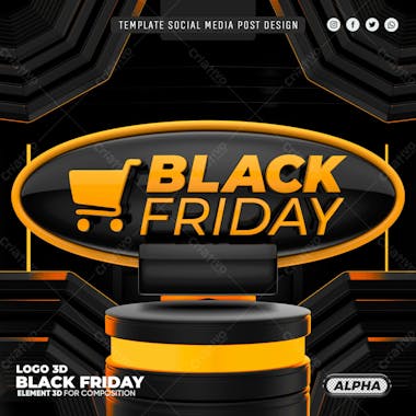 Template social media black friday podium luminoso selo psd editavel