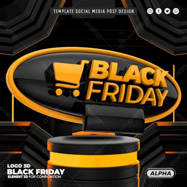 Template social media black friday podium luminoso selo psd editavel