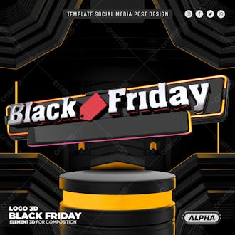 Template social media black friday podio selo psd editavel