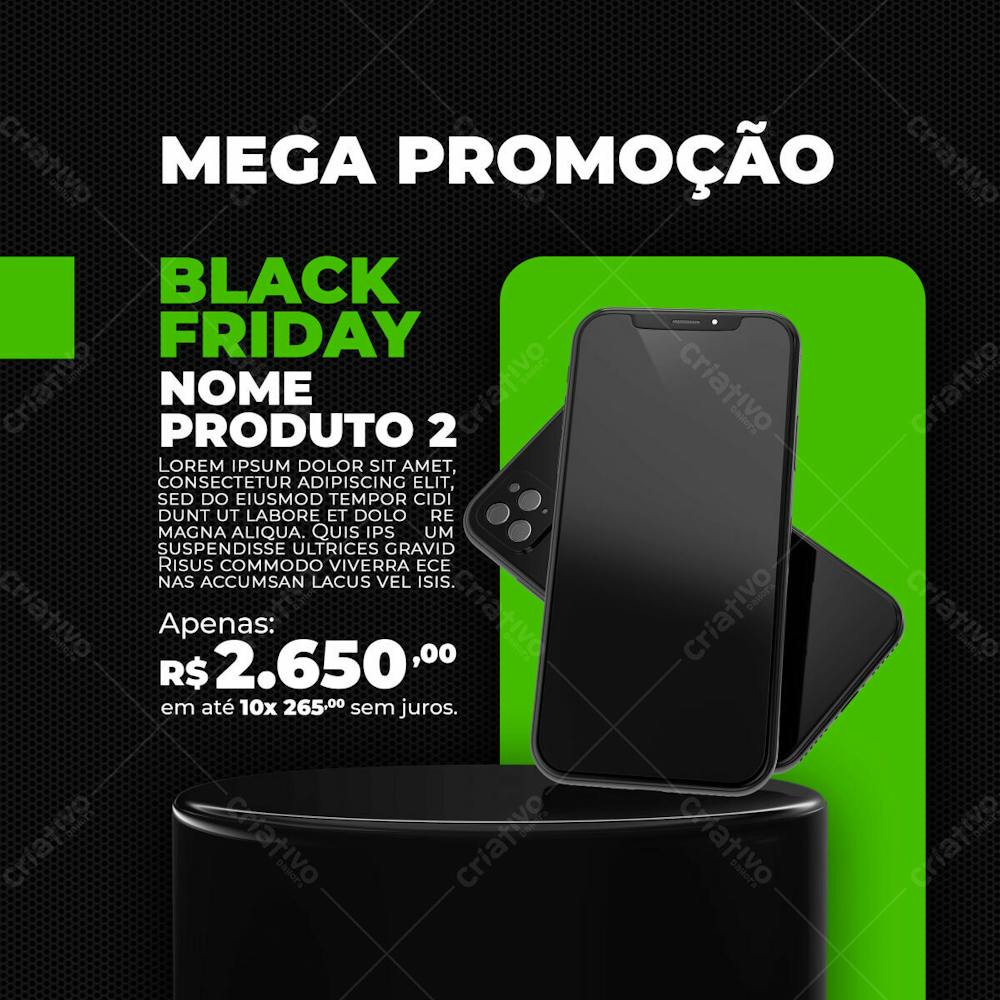 Social Media Black Friday Loja Mega Promocao Smarpphone Psd Editavel