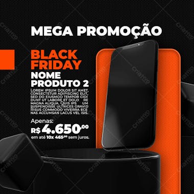 Mega promocao black friday 10x sem juros produtos celulares psd editavel