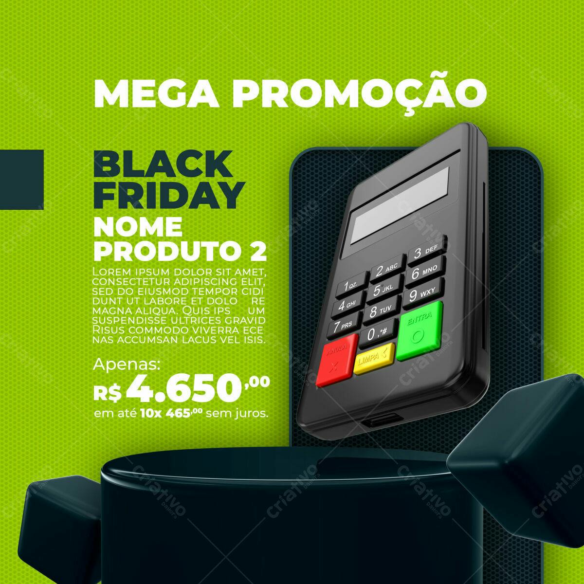 Selo 3D promocional Black Friday preto e verde