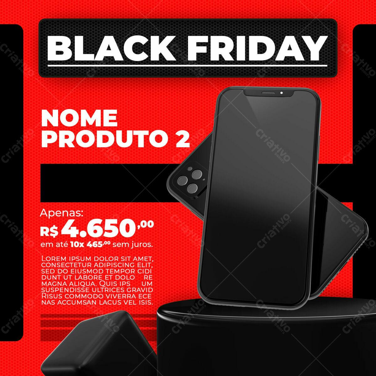 Selo 3D promocional Black Friday preto e vermelho