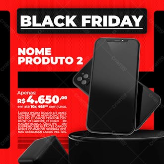 Post mega promocao black friday produtos celulares psd editavel