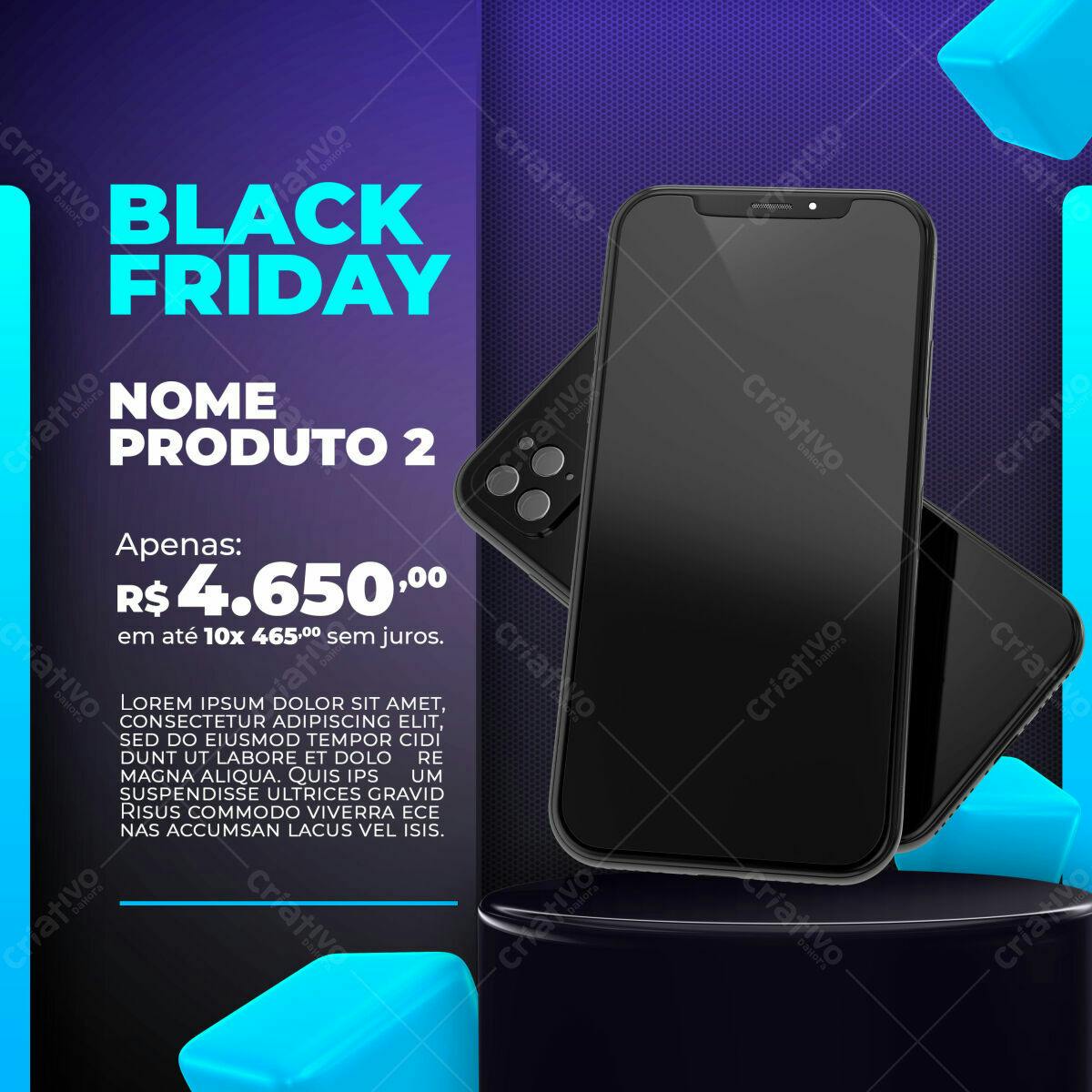 Selo 3D Black Friday Promoção Preto e Azul