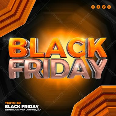 Black friday texto 3d para composicao psd