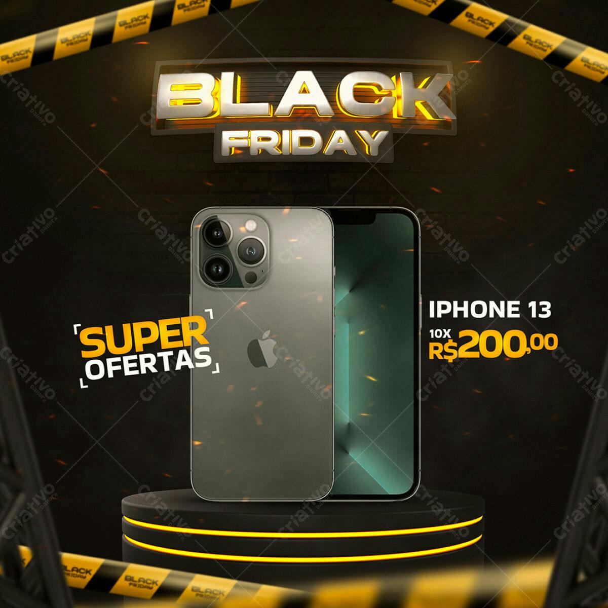 Selo 3D Black Friday promocional dourado e preto