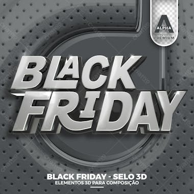 Black friday selo 3d para composicao psd