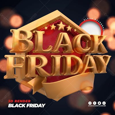Selo 3D Black Friday Promocao Para Composicao Psd Editavel