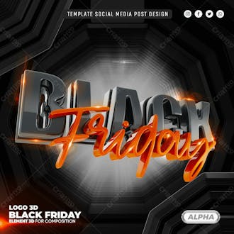 Elemento 3d black friday tamplate psd