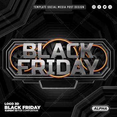 Black friday selo 3d elemento para composicao psd editavel