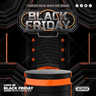 Base podio black friday selo 3d para composicao psd editavel