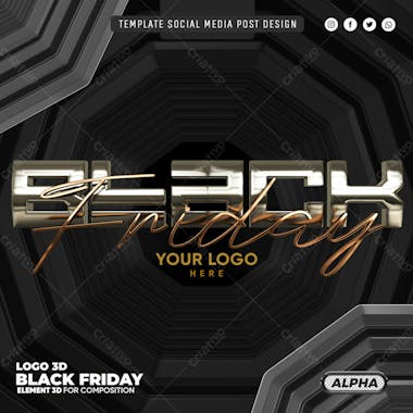 Black friday selo 3d elemento para composicao psd editavel