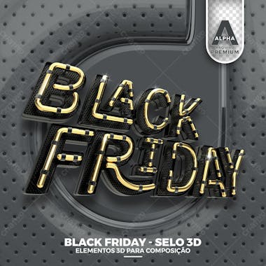 Black friday selo 3d para composicao psd