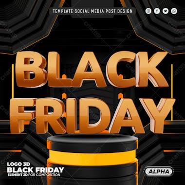 Social media black friday template podium luminoso psd editavel