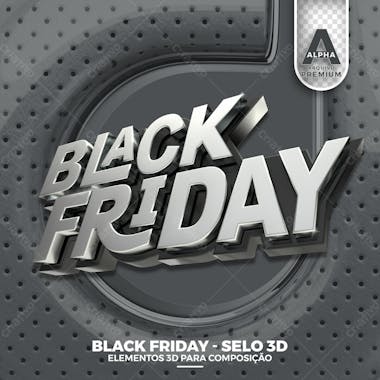 Black friday selo 3d para composicao psd