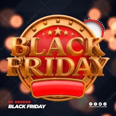 Selo 3d black friday para composicao psd editavel