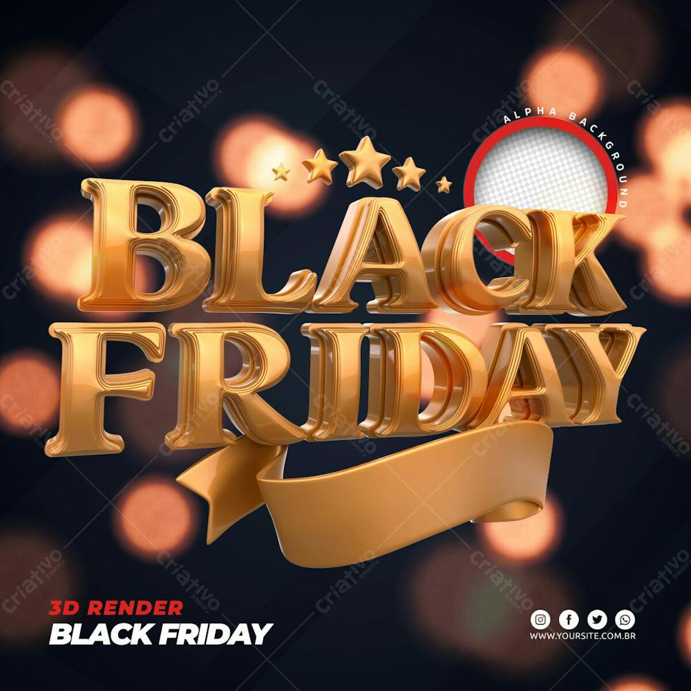 Selo 3D Black Friday Lojas Lojas Para Composicao Psd Editavel