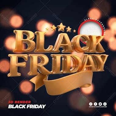 Selo 3d black friday lojas lojas para composicao psd editavel