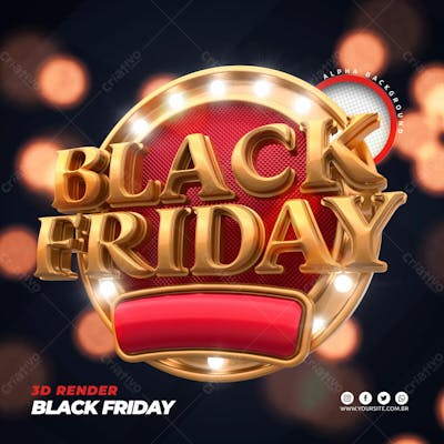 Selo 3D Black Friday Promocao Para Composicao Psd Editavel