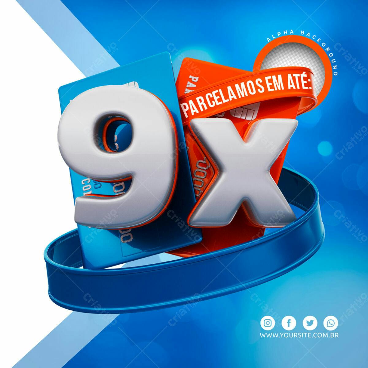 Banner Promoção 9x sem Juros PSD Editável