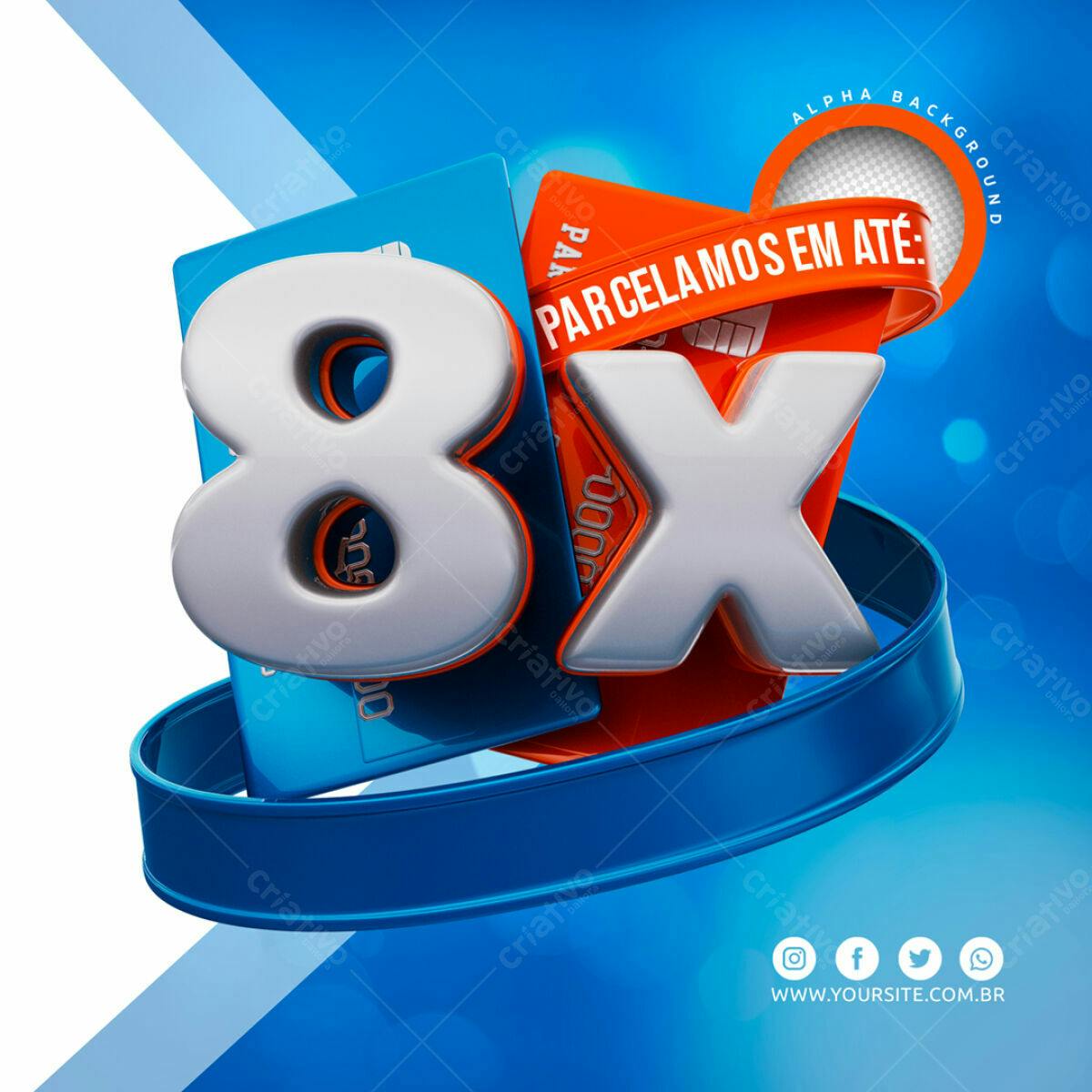 Banner 8x Parcelas PSD Editável