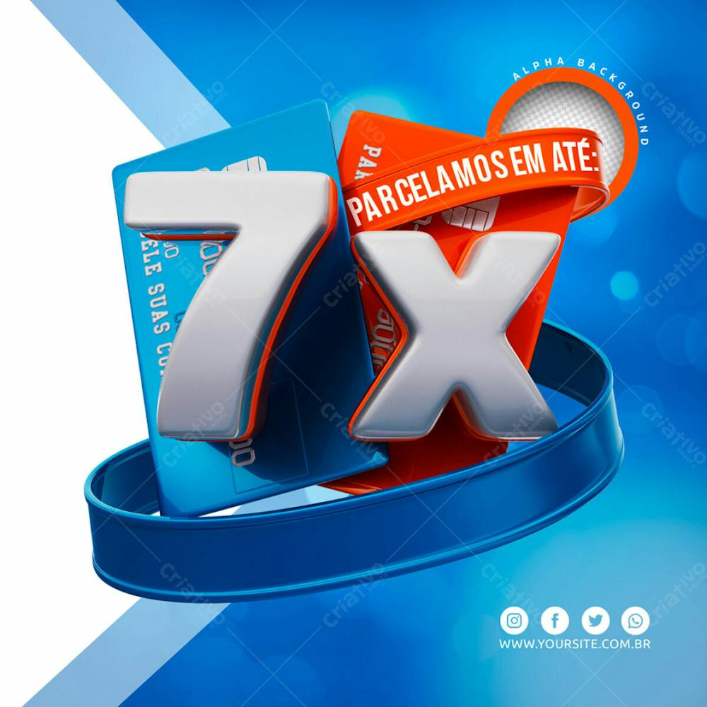 Elementos 3D Cartoes De Credito Vermelho Azul 7X Psd Editavel