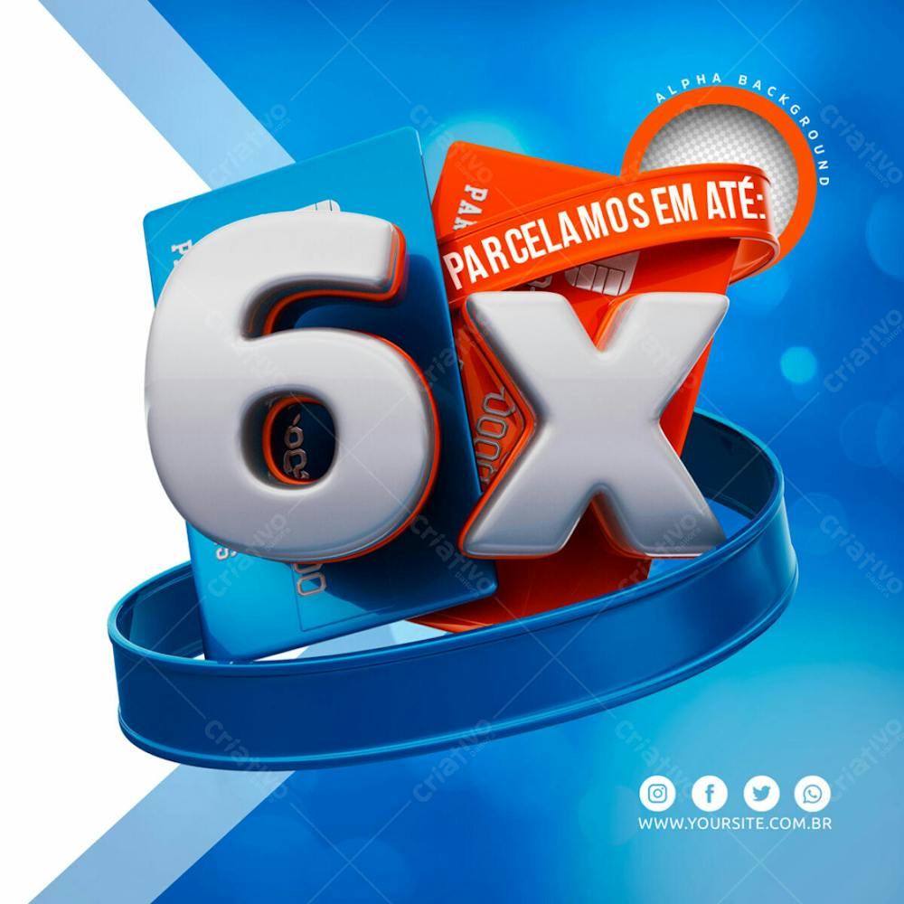 Elementos 3D Cartoes De Credito Vermelho Azul 6X Psd Editavel