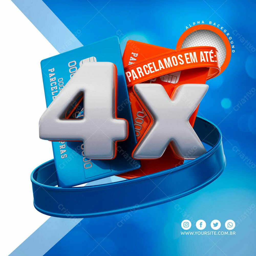 Elementos 3D Cartoes De Credito Vermelho Azul 4X Psd Editavel