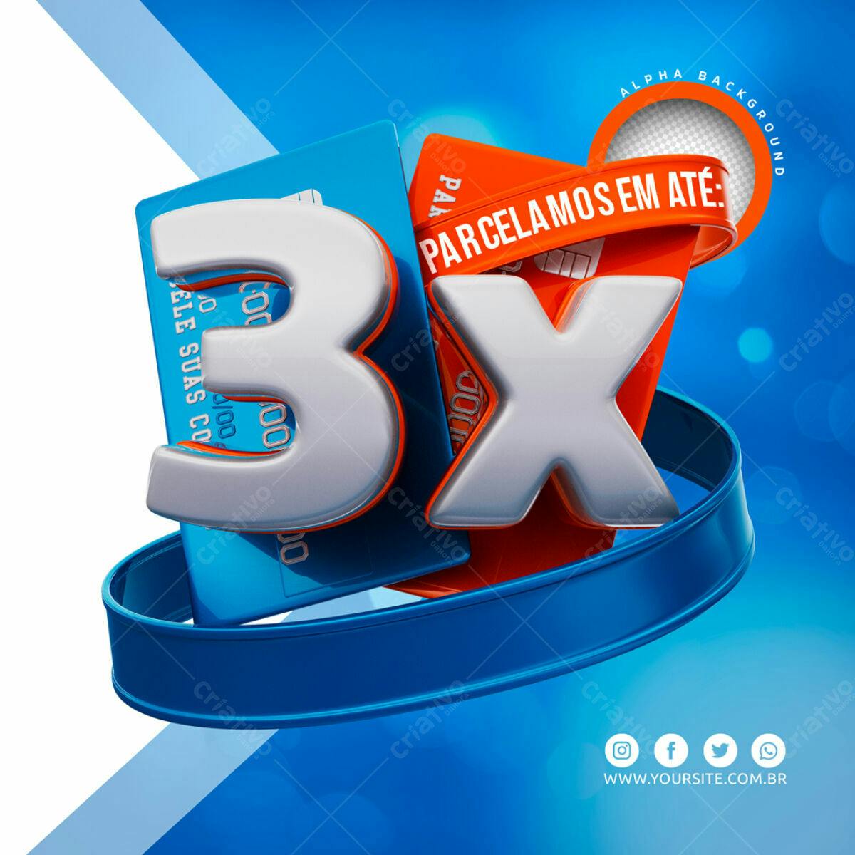 Banner Parcelamento em 3x PSD Editável