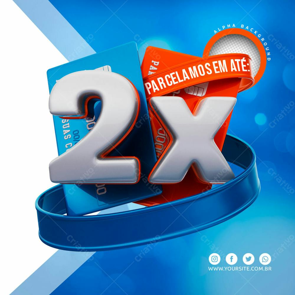 Elementos 3D Cartoes De Credito Vermelho Azul 2X Psd Editavel