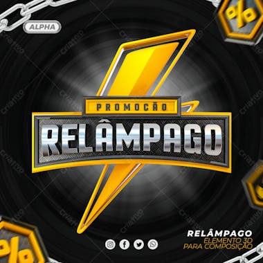 Promocao relampago selo 3d elemento para composicao psd