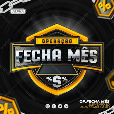 Operacao Fecha Mes Selo 3D Elemento Para Composicao Psd