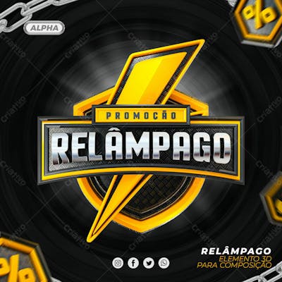 Promocao Relampago Selo 3D Elemento Para Composicao Psd (1)