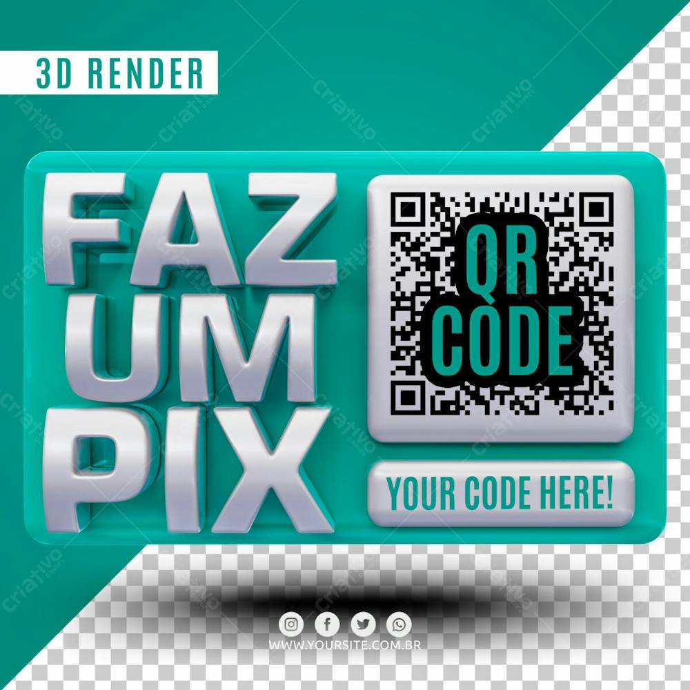 Selo 3D Faz Um Pix Para Composicao Qr Code Psd