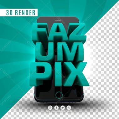 Selo 3d faz um pix para composicao psd