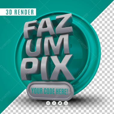 Selo 3d faz um pix para composicao psd