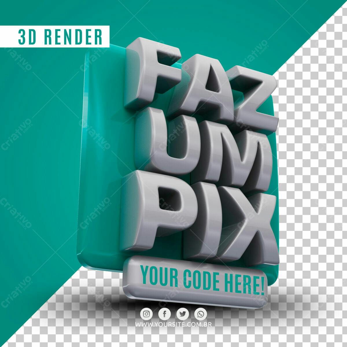 Banner 3D "Faz um Pix" PSD Editável