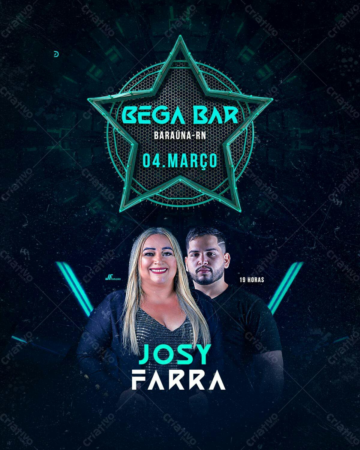 Flyer para Festa Bega Bar com Josy Farra PSD Editável