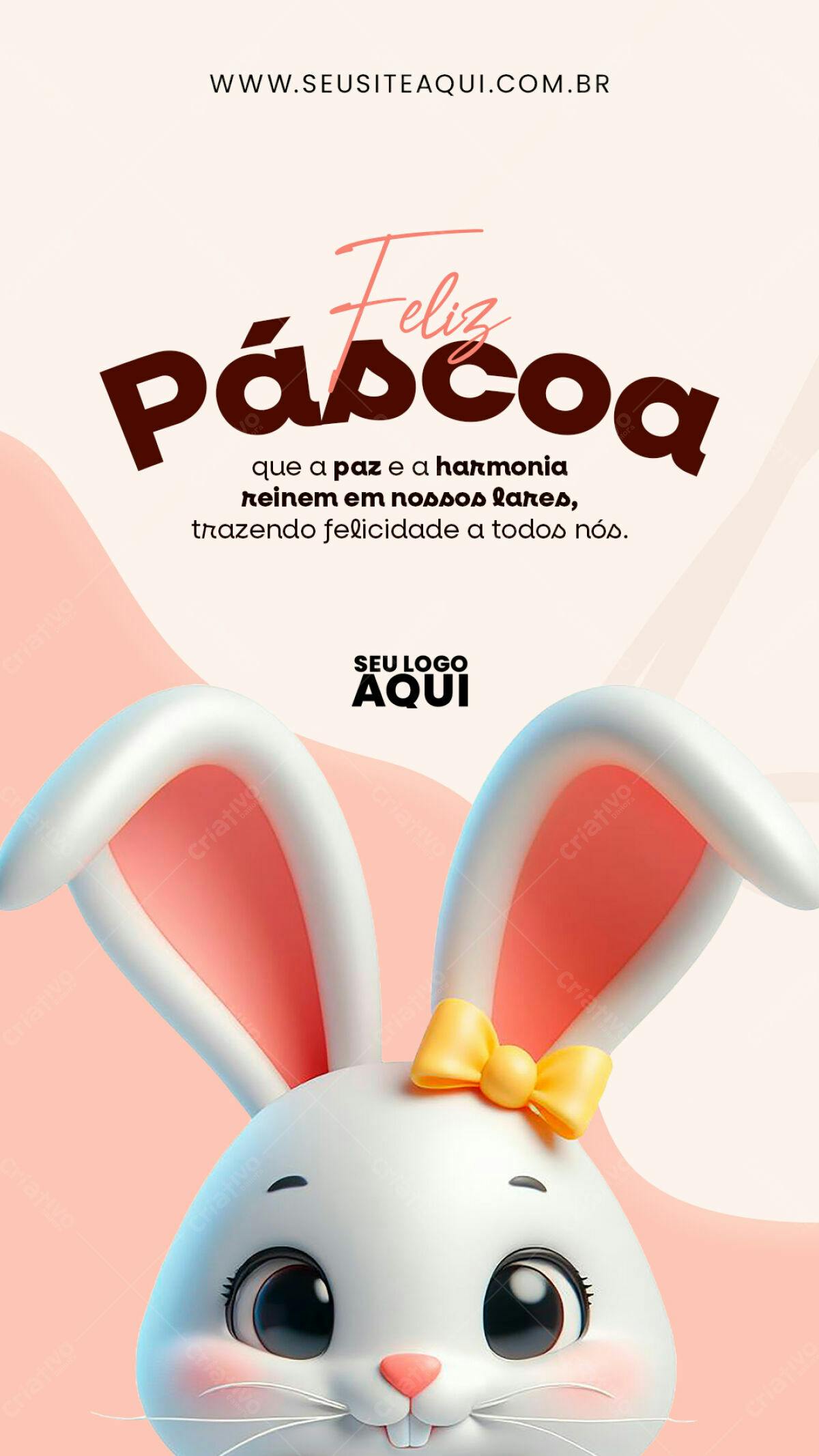 Flyer Páscoa com Coelhinha 3D PSD Editável