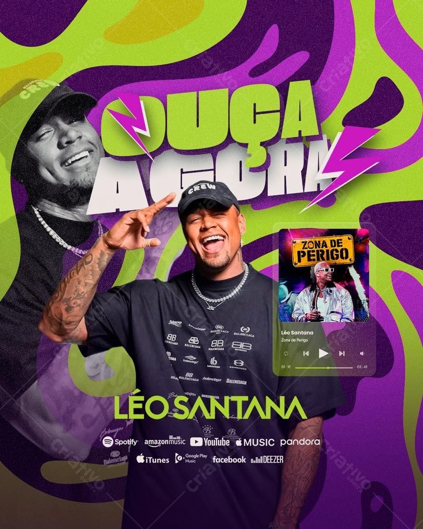 Flyer Musical Léo Santana PSD Editável