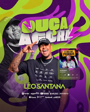 Social media flyer feed ouca agora leo santana