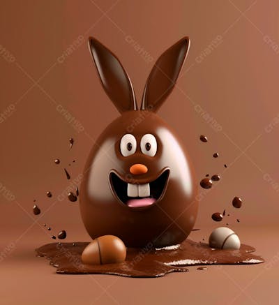 Ovo De Chocolate Cartoon Com Orelhas Fofas De Coelho 2
