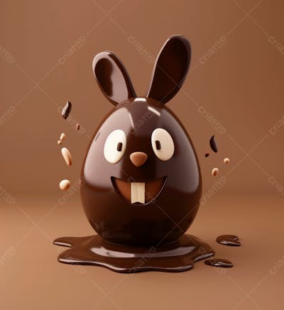 Ovo De Chocolate Cartoon Com Orelhas Fofas De Coelho 1