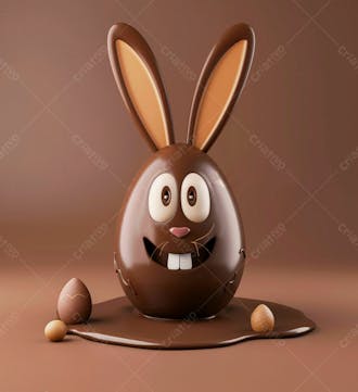 Ovo de chocolate cartoon com orelhas fofas de coelho 4
