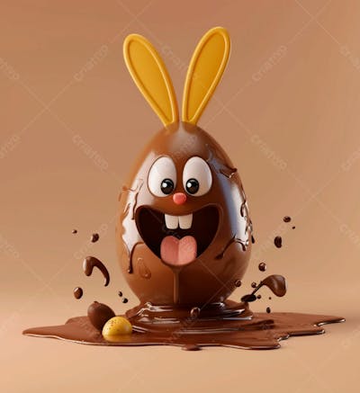 Ovo De Chocolate Cartoon Com Orelhas Fofas De Coelho 9