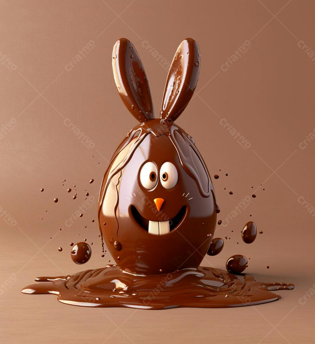 Ovo de Páscoa coelhinho chocolate derretido