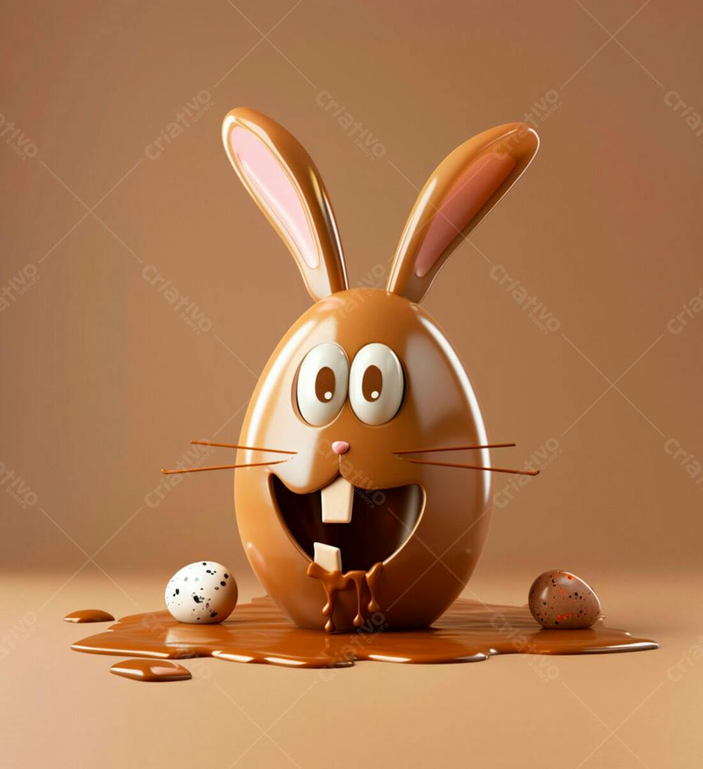 Ovo De Chocolate Cartoon Com Orelhas Fofas De Coelho 11