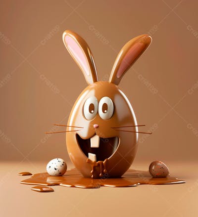 Ovo De Chocolate Cartoon Com Orelhas Fofas De Coelho 11